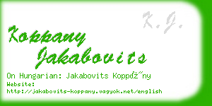 koppany jakabovits business card
